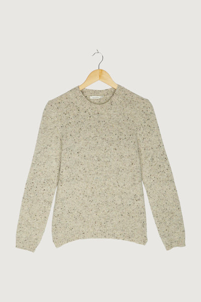 Secondhand Tweed-Pullover aus reiner Schurwolle